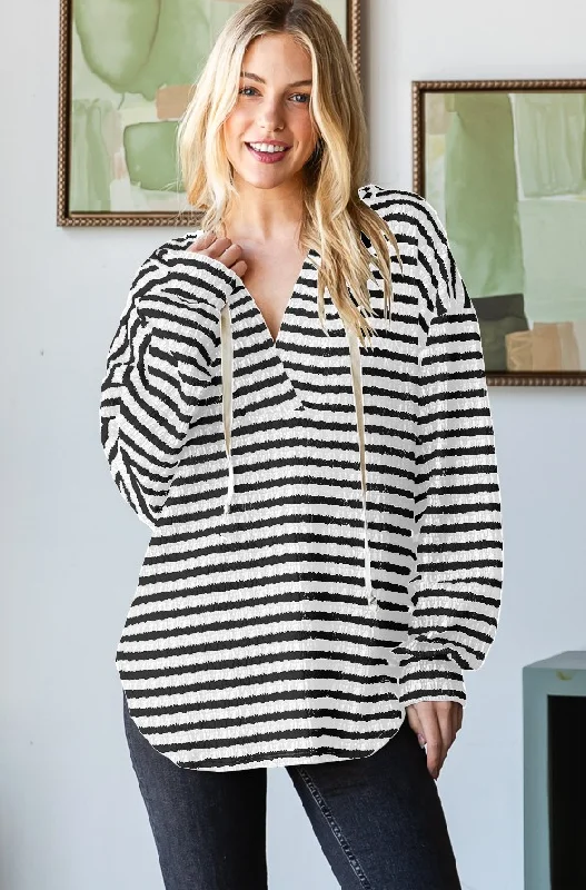 women's tops for business casual attireAll I Want Striped Hoodie