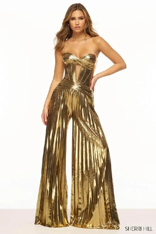 women's jumpsuits for dancingSherri Hill 56404 - Sweetheart Metallic Jumpsuit