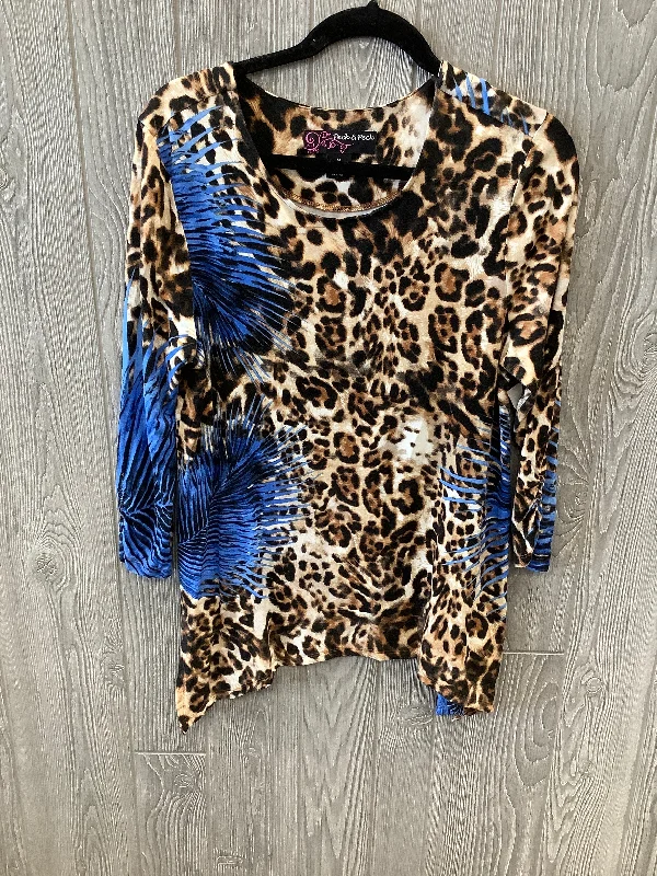 women's long sleeve tops made of woolTop Long Sleeve By Peck And Peck In Animal Print, Size: M