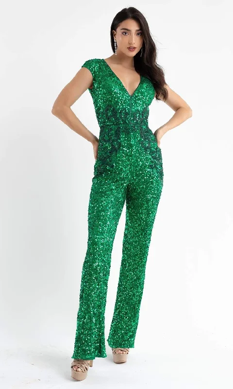 women's jumpsuits with bell sleevesPrimavera Couture 3775 - Sequin Jumpsuit