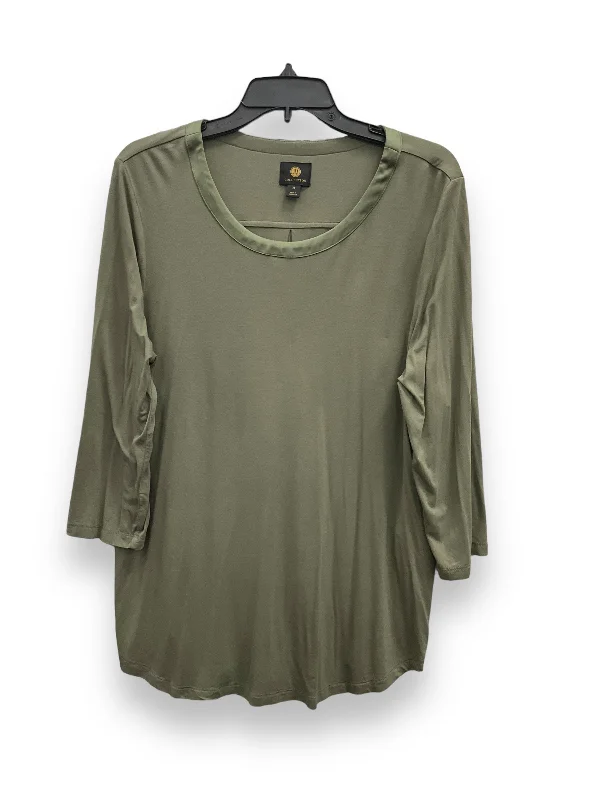 women's long sleeve tops with fitted designsGreen Top Long Sleeve Basic Jm Collections, Size Xl