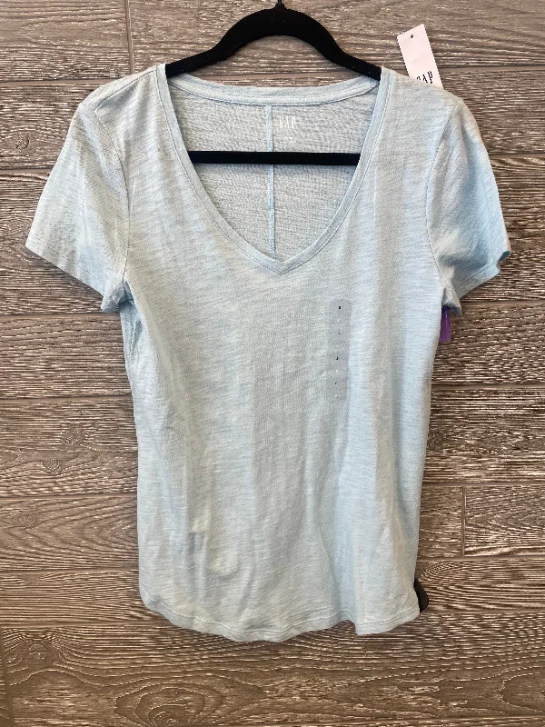 women's T-shirts made of polyesterBlue Top Short Sleeve Basic Gap, Size S