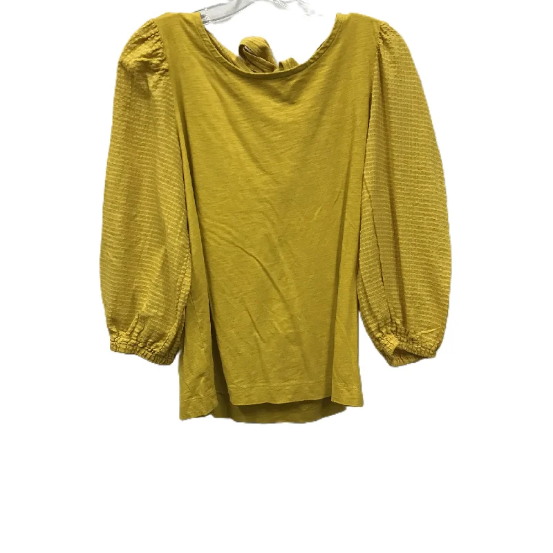 women's long sleeve tops with embroidery accentsYellow Top Long Sleeve By Loft, Size: M