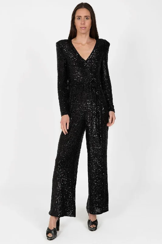 women's jumpsuits made of chiffonSirens New York Black Sequin Jumpsuit