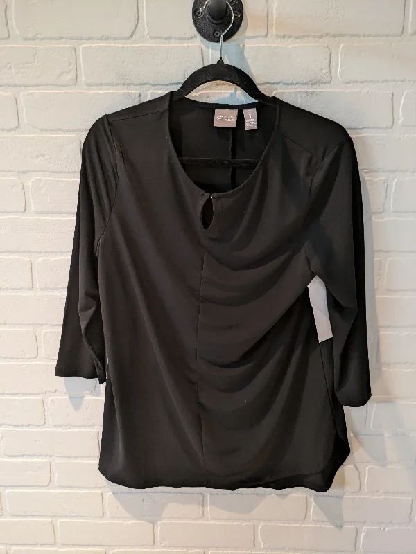 women's long sleeve tops with unique designsTop Long Sleeve By Chicos In Black, Size: M