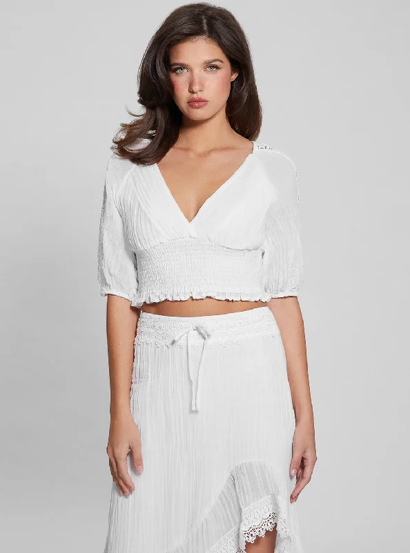 women's tops with cinched waistsEco White Ariana Top