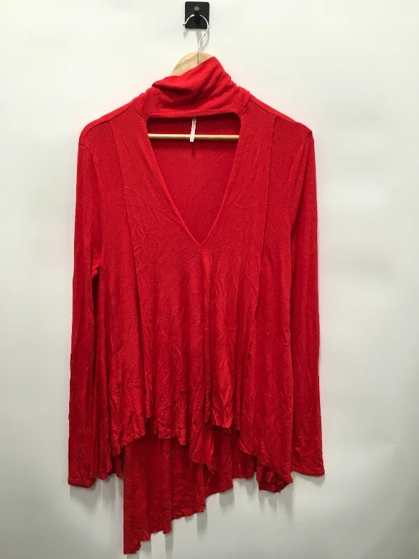 women's long sleeve tops for outdoor activitiesTop Long Sleeve By Free People In Red, Size: S