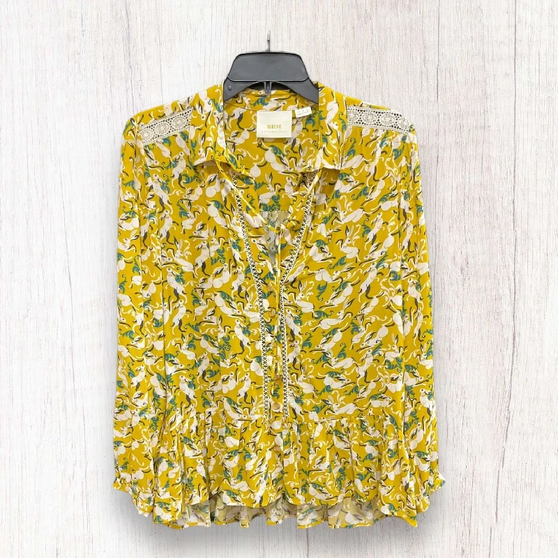 cozy and stylish women's long sleeve topsTop Long Sleeve By Maeve In Green & Yellow, Size: Xs