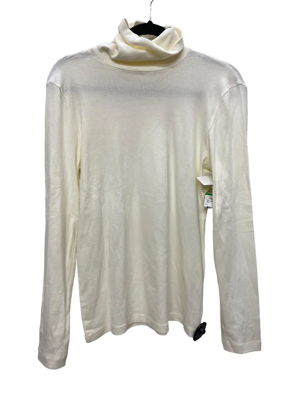 women's long sleeve tops with sustainable fabricCream Top Long Sleeve Jones New York, Size L