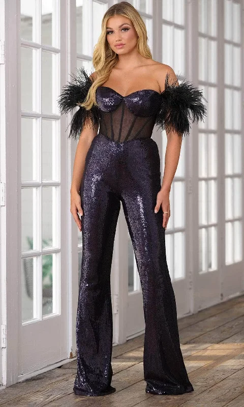 women's jumpsuits for machine-washable fabricsAva Presley 39577 - Illusion Corset Jumpsuit