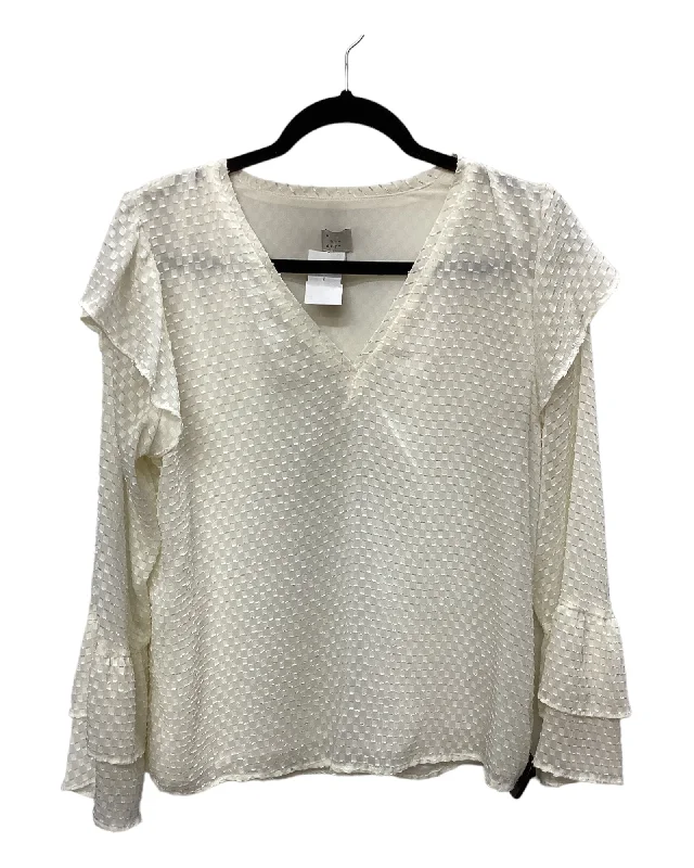 women's long sleeve tops with eco-friendly productionTop Long Sleeve By A New Day In Cream, Size: S