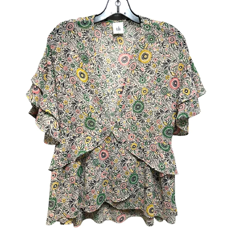 women's T-shirts with retro patternsFloral Print Top Short Sleeve Cabi, Size S