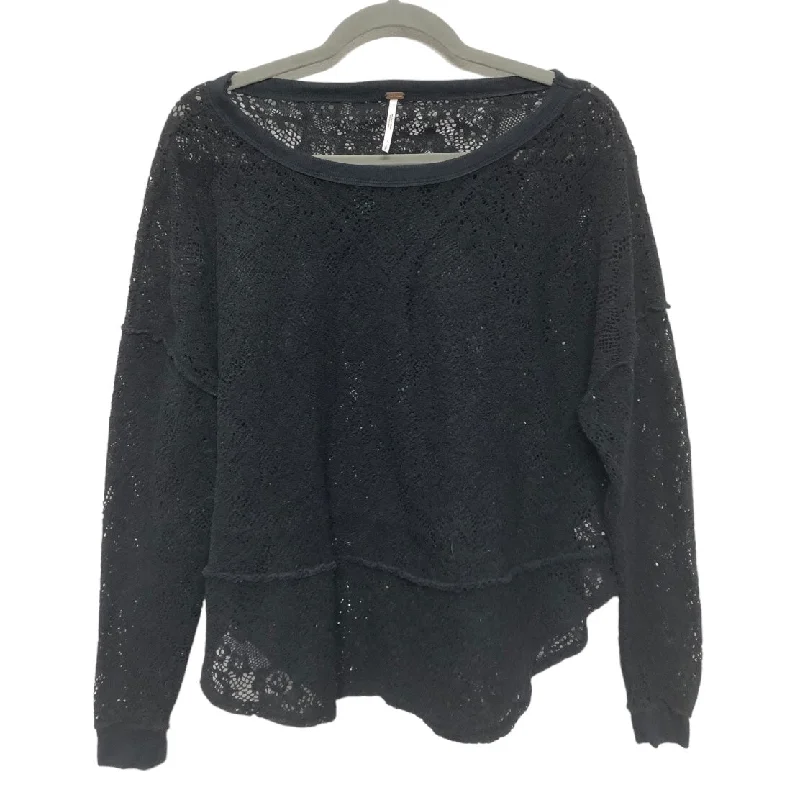 women's long sleeve tops with fitted designsTop Long Sleeve By Free People In Black, Size: S