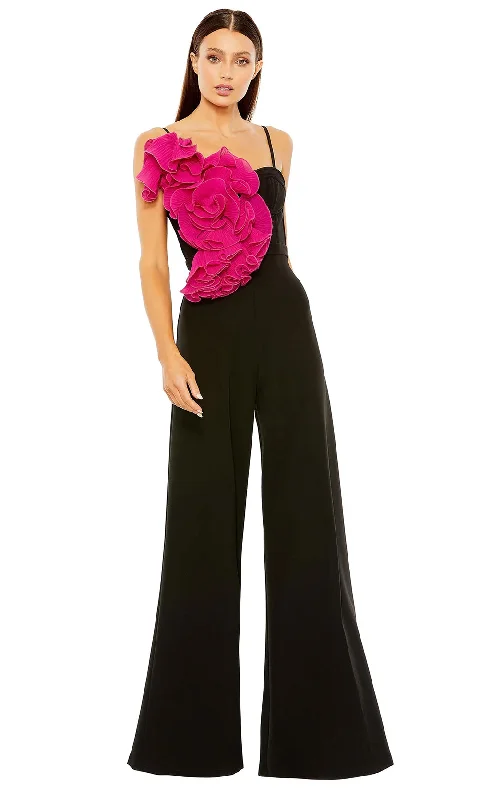 women's jumpsuits for wrinkle-resistant materialsIeena Duggal 11767 - Ruffle Wide Leg Jumpsuit