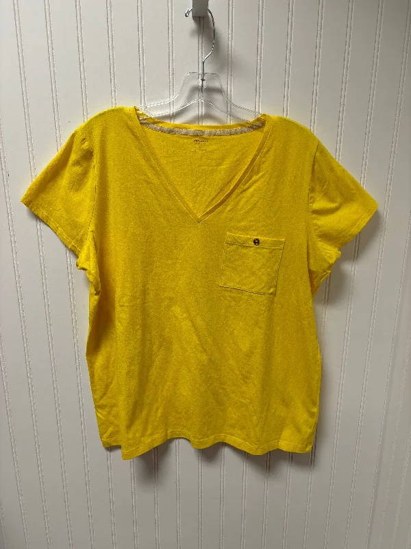 women's T-shirts with oversized fitsYellow Top Short Sleeve Anne Klein, Size 1x