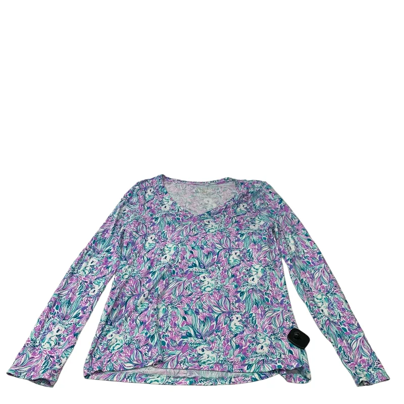 stylish women's long sleeve topsTop Long Sleeve Designer By Lilly Pulitzer In Blue & Purple, Size: M