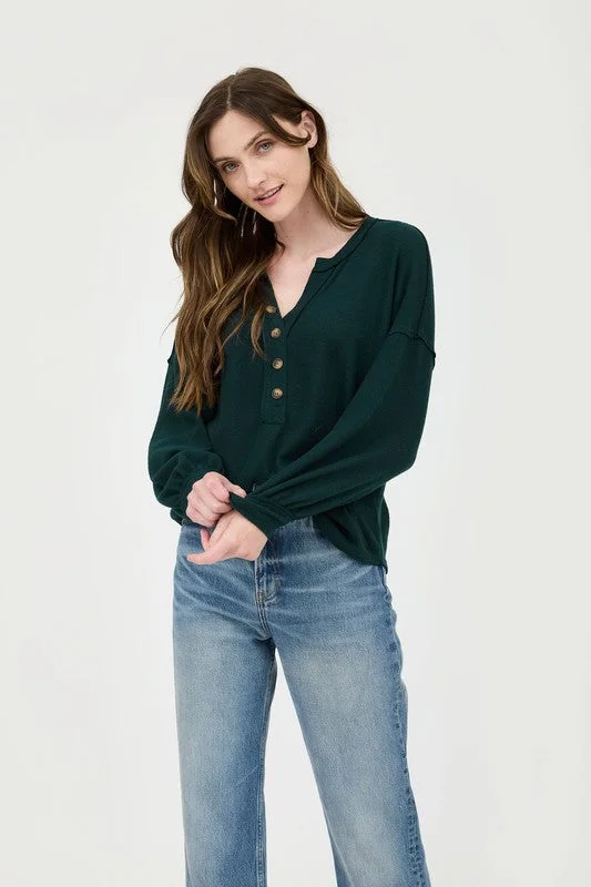 off-the-shoulder women's topsSoft Brushed Hunter Green Top - FINAL SALE