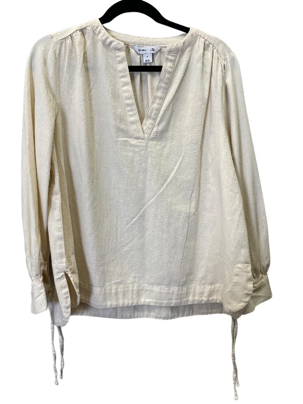 women's long sleeve tops with relaxed fitsTop Long Sleeve By Old Navy In Ivory, Size: M