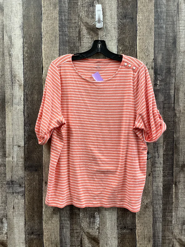 women's T-shirts with button-down frontsStriped Pattern Top Short Sleeve Cj Banks, Size 1x