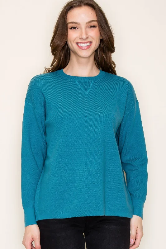 women's tops in solid colorsTeal Basic Layering Top