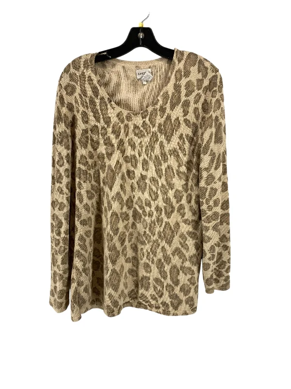 women's long sleeve tops with maternity designsTop Long Sleeve By Chicos In Animal Print, Size: 3