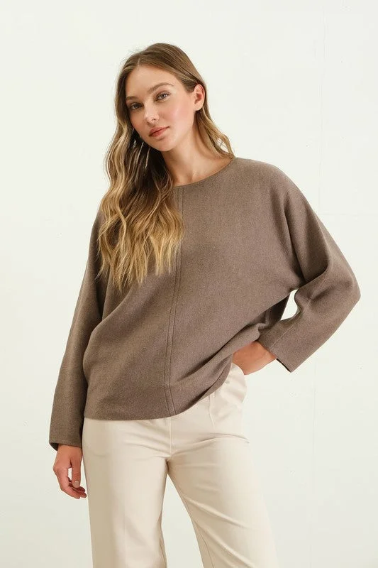 women's tops for those who seek both style and comfortMocha Center Seam Classic Pullover