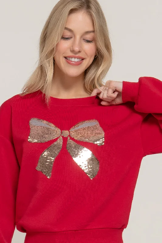 chic women's tops for everyday wearSequin Bow Pullovers - 2 Colors! - FINAL SALE