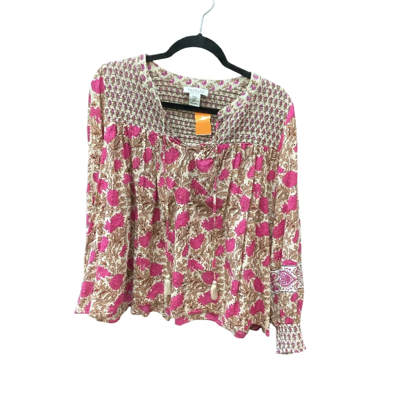 women's long sleeve tops with body-hugging silhouettesTop Long Sleeve By Cmb In Pink, Size: M