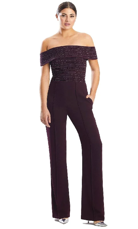 women's jumpsuits for statement fashionAlexander by Daymor 1751S23 - Off-Shoulder Jumpsuit