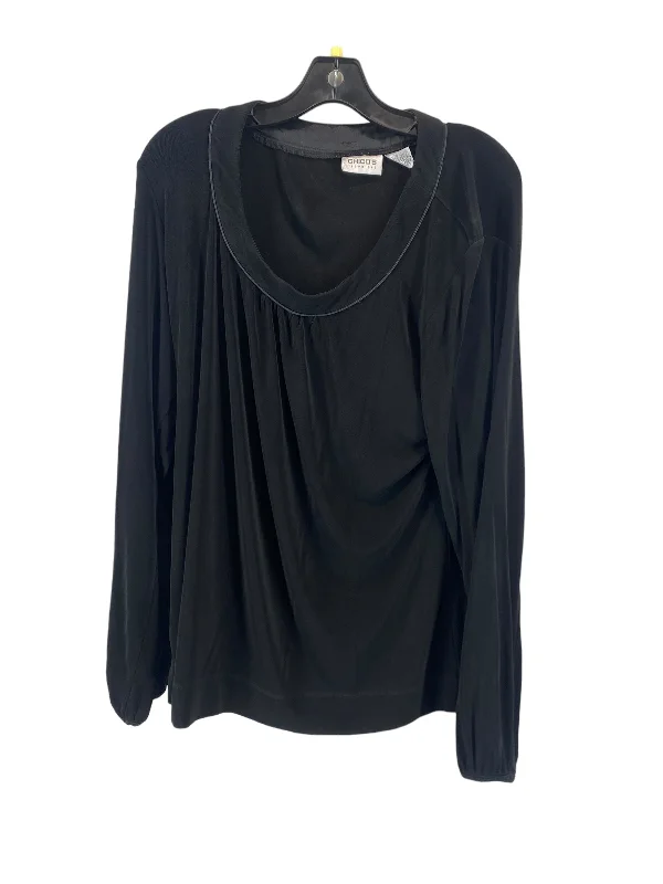 women's long sleeve tops with tall fitsTop Long Sleeve By Chicos In Black, Size: 3