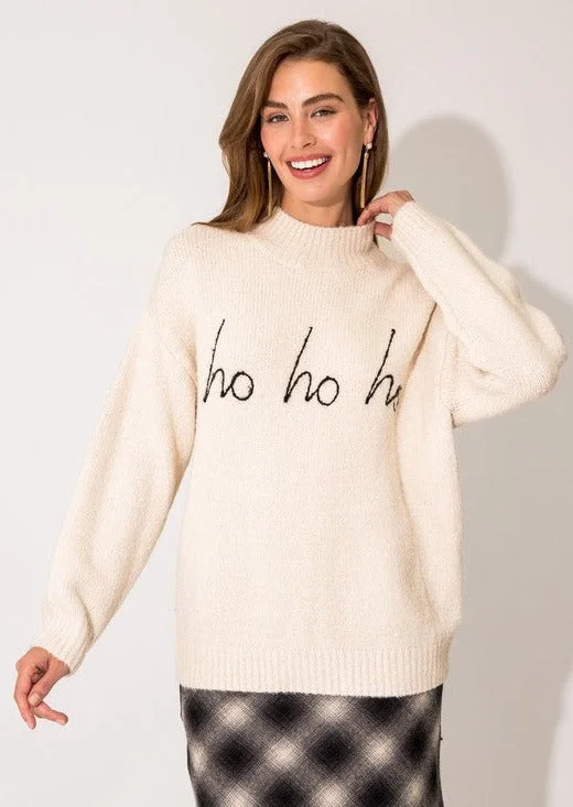 silk women's topsHo Ho Ho Mock Neck Sweater - 2 Colors! - FINAL SALE