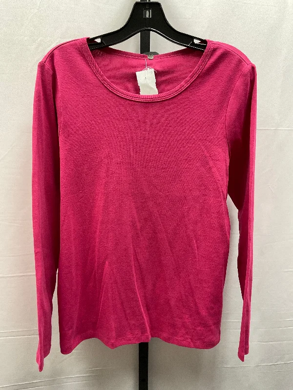 women's long sleeve tops for cocktail partiesPink Top Long Sleeve Basic St Johns Bay, Size L