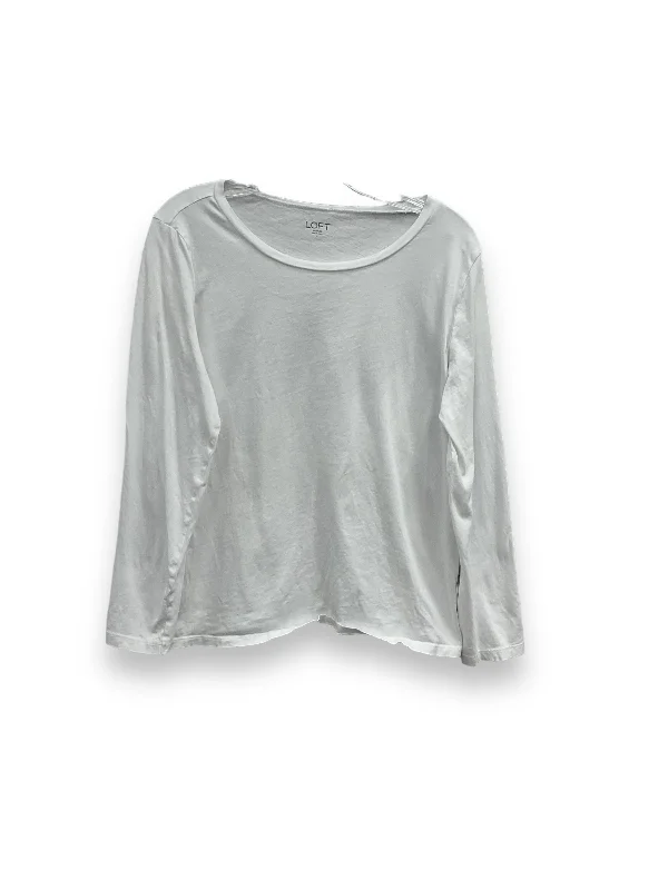 women's long sleeve tops with loose fitsWhite Top Long Sleeve Basic Loft, Size L