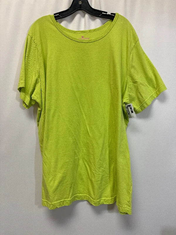 stylish women's T-shirtsLime Green Top Short Sleeve Woman Within, Size 2x