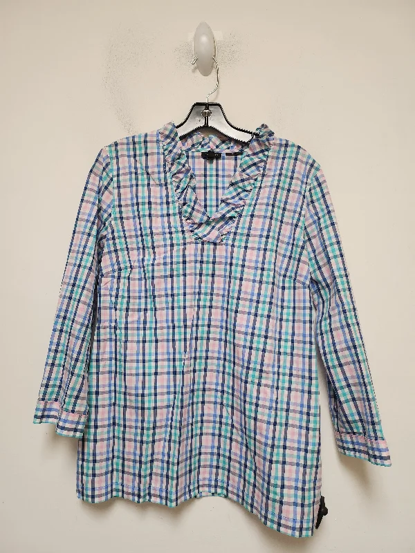 women's long sleeve tops with vintage stylesTop Long Sleeve By Talbots In Plaid Pattern, Size: M