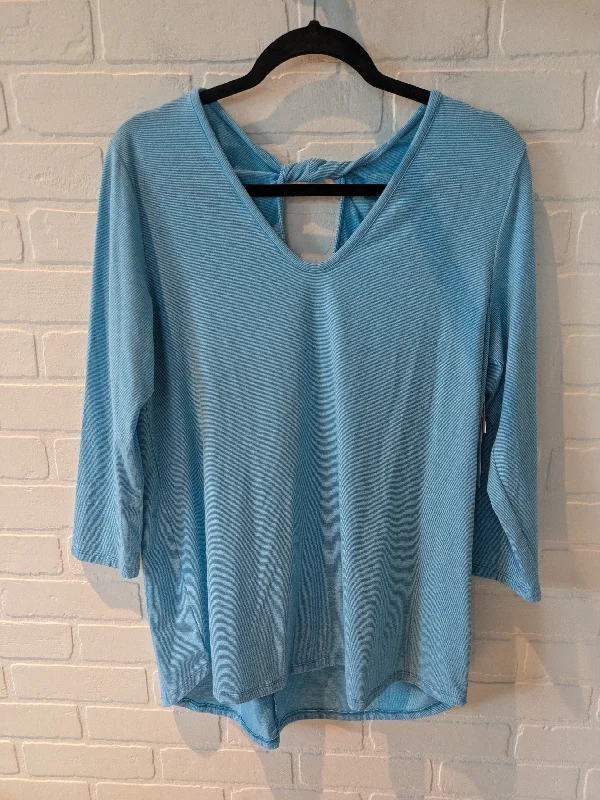 women's long sleeve tops with abstract designsTop Long Sleeve By Lands End In Blue, Size: M