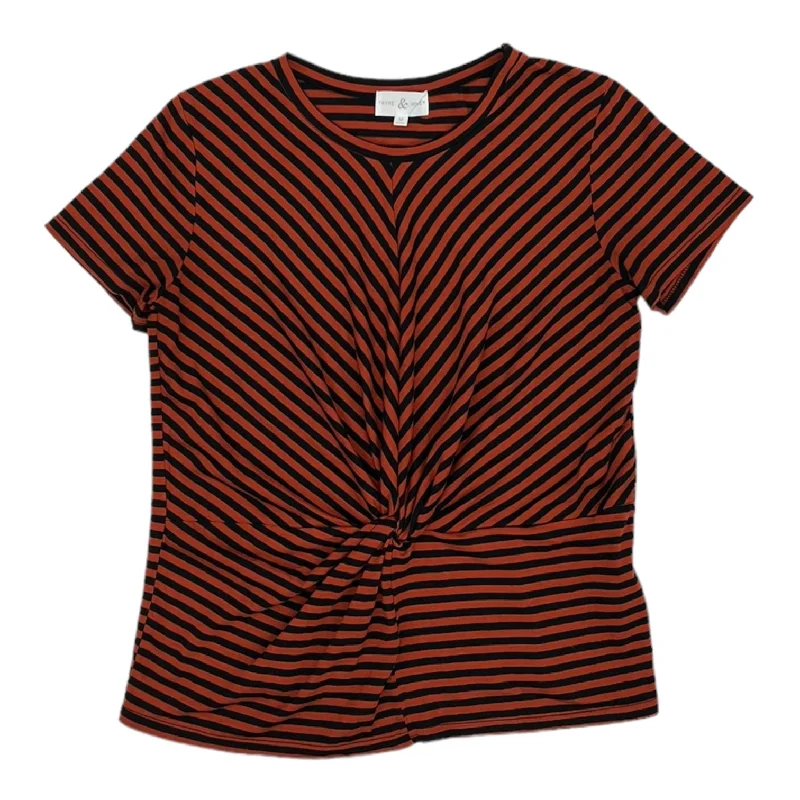 women's T-shirts with long sleevesBlack & Orange Top Short Sleeve Thyme And Honey, Size M