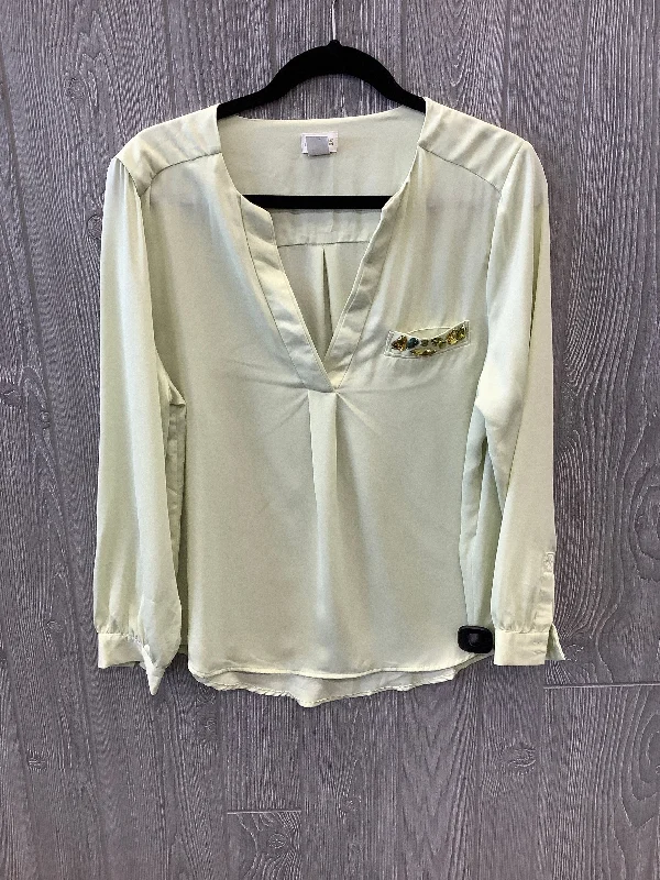 women's long sleeve tops with personalized messagesTop Long Sleeve By H&m In Green, Size: M