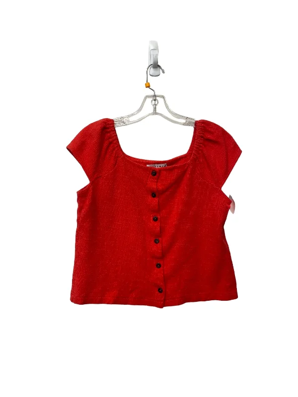 women's T-shirts with scoop necksRed Top Short Sleeve Madewell, Size M