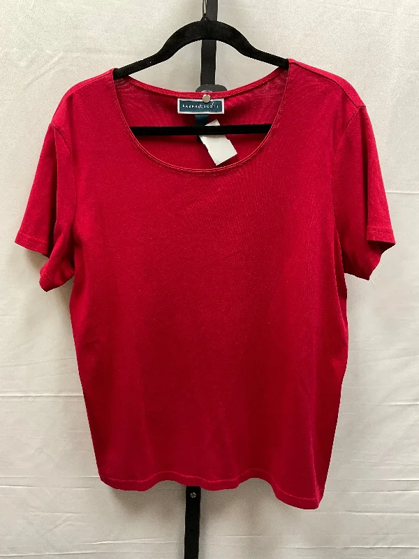 women's T-shirts with asymmetrical hemlinesRed Top Short Sleeve Basic Karen Scott, Size Xl