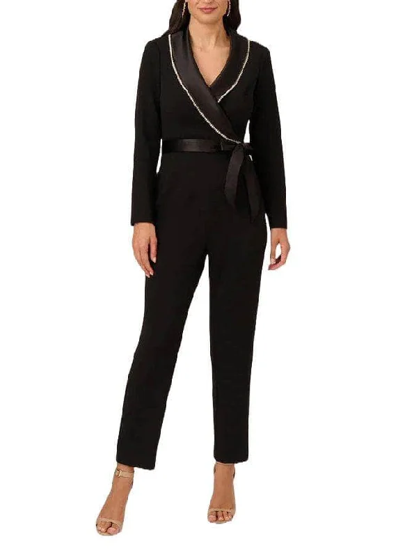 women's jumpsuits with neon colorsAdrianna Papell AP1E210678 - Long Sleeve Wrap Jumpsuit