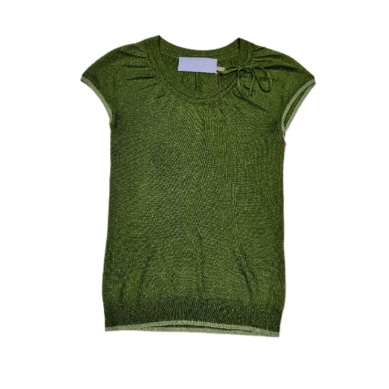 women's T-shirts with ruffle accentsGreen Top Short Sleeve Designer By Vera Wang, Size: S