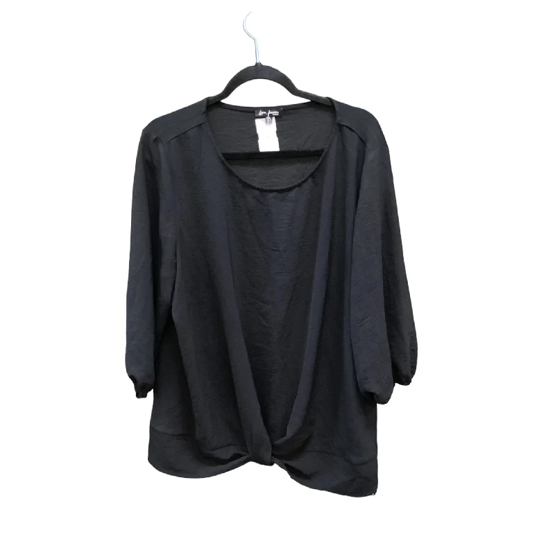 women's long sleeve tops with lace-up backsTop Long Sleeve By Clothes Mentor In Black, Size: 2x