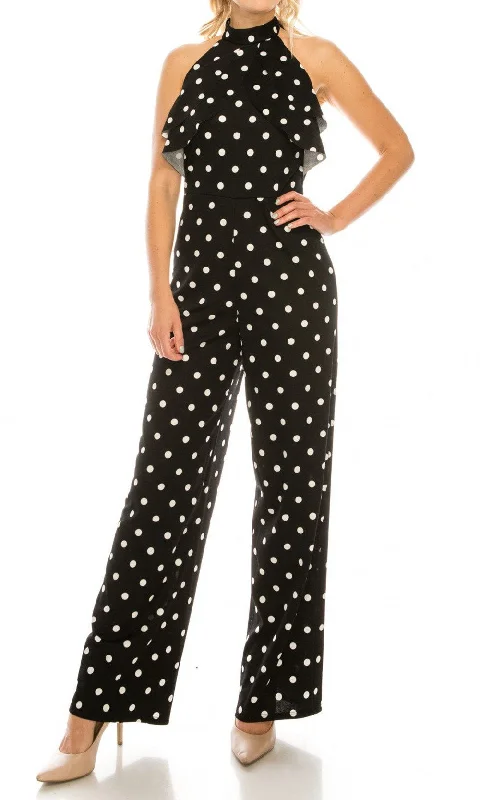 women's jumpsuits for affordable luxuryBebe - 701144ASC Polka Dot Halter Jumpsuit