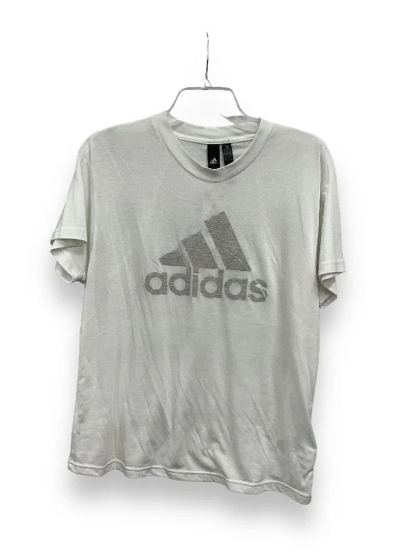 striped women's T-shirtsWhite Top Short Sleeve Adidas, Size M