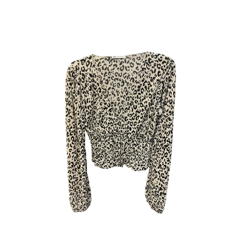 women's long sleeve tops made of silkAnimal Print Top Long Sleeve Zara, Size M