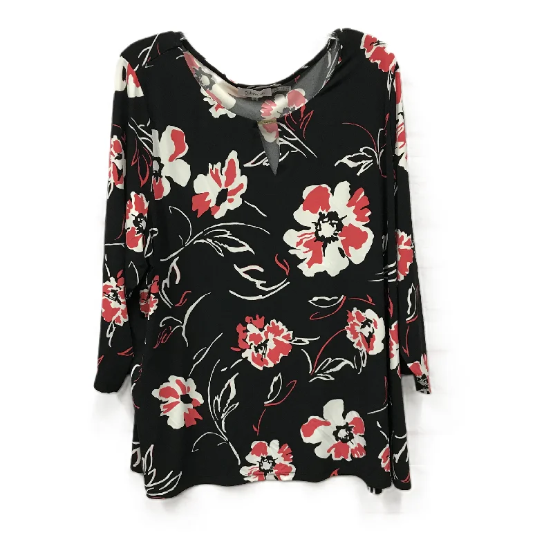 women's long sleeve tops with appliqué designsBlack Top Long Sleeve By Calvin Klein, Size: 3x