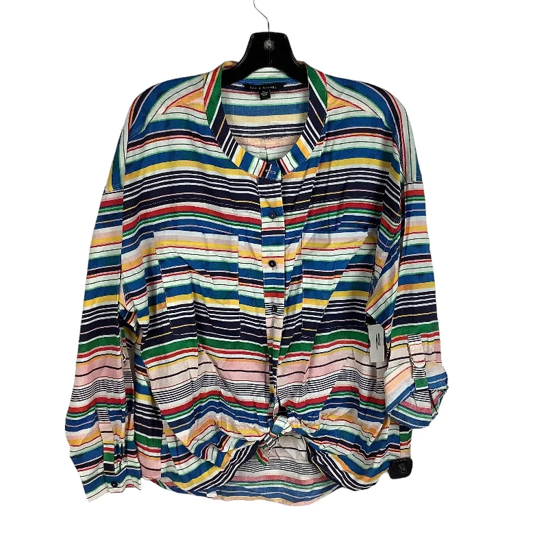 women's long sleeve tops with tie-dye patternsStriped Pattern Top Long Sleeve Zac And Rachel, Size Xl