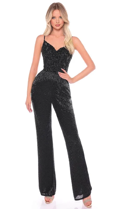 women's formal jumpsuitsAmarra 88135 - Sequined Sleeveless Jumpsuit