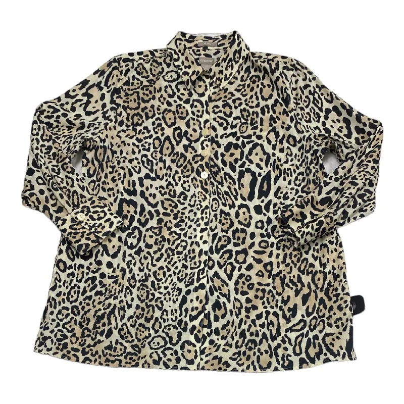 women's long sleeve tops with retro patternsTop Long Sleeve By Chicos In Animal Print, Size: L